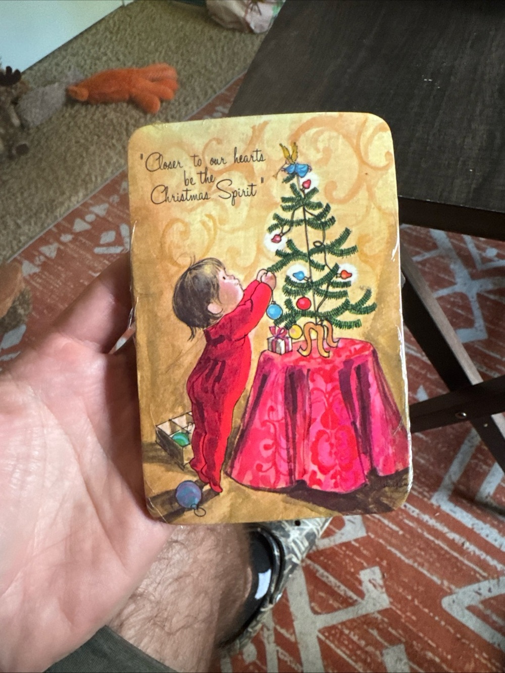 Vintage Christmas Postcards New In Wrapper Kid Putting Ornaments On A Tree